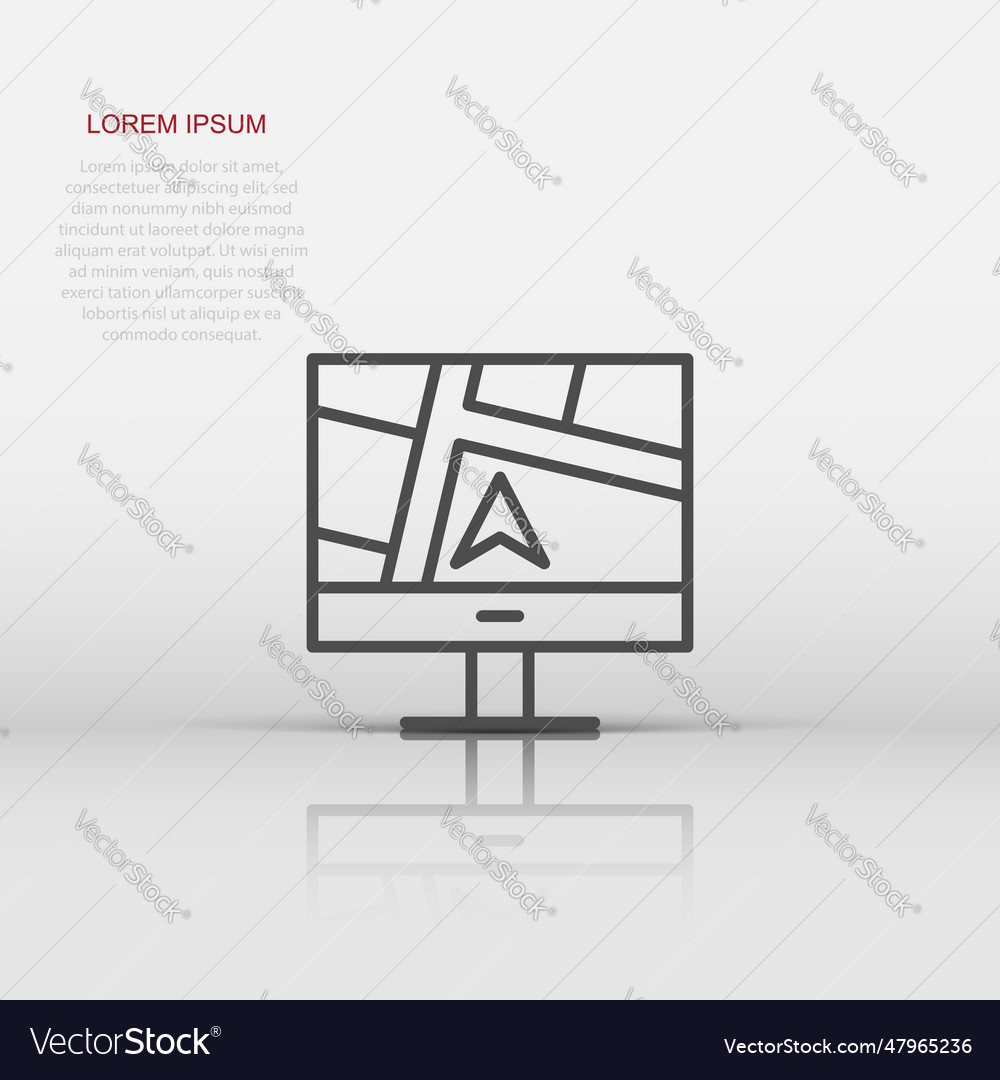 Computer navigation icon in flat style monitor vector image Computer navigation icon in flat style monitor