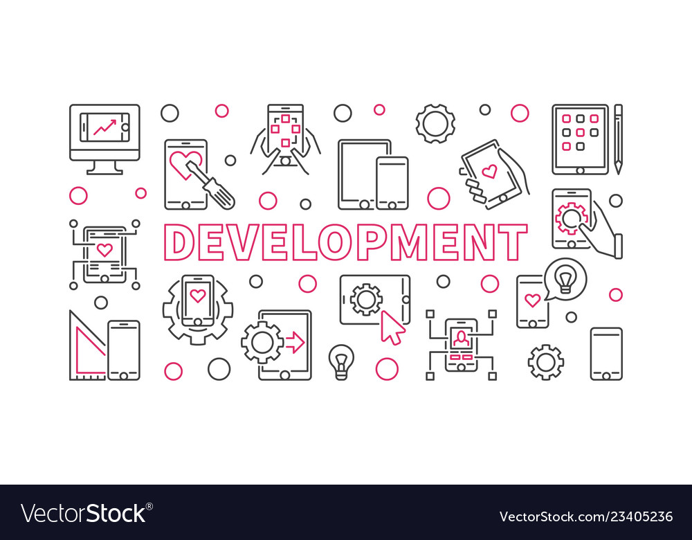 Development concept outline horizontal vector image Development concept outline horizontal