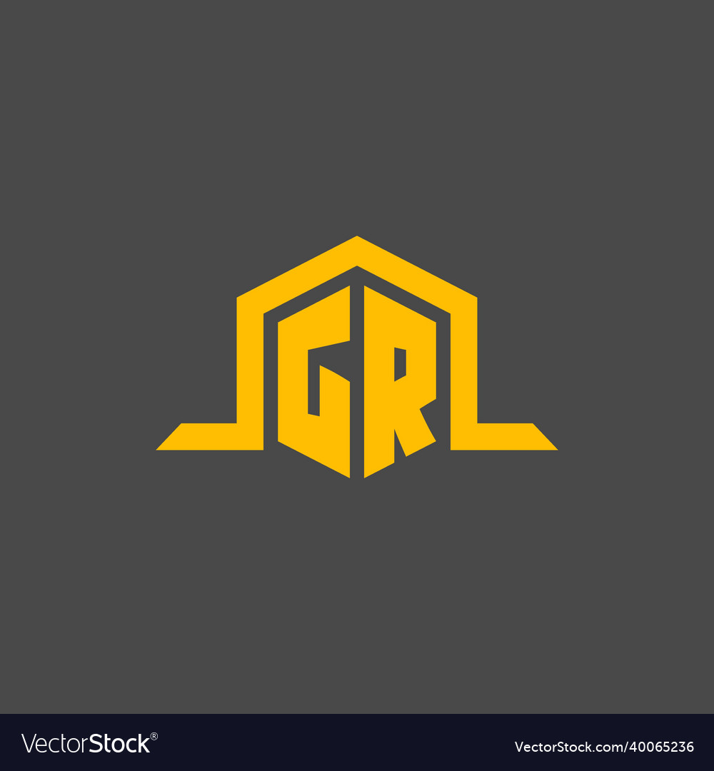 Gr monogram initial logo with hexagon style design