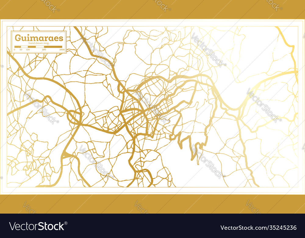 Guimaraes portugal city map in retro style Vector Image