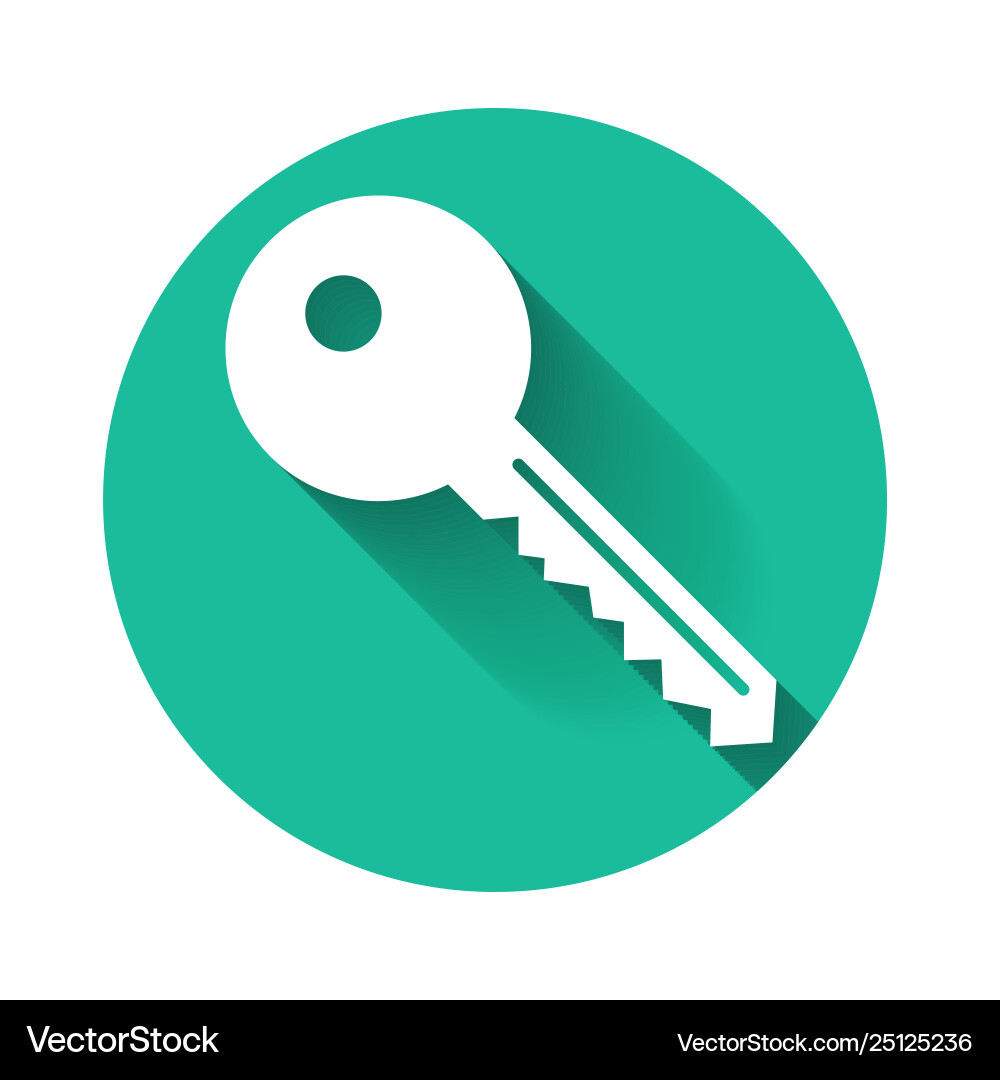 Isolated White Key with Long Shadow Royalty Free Vector