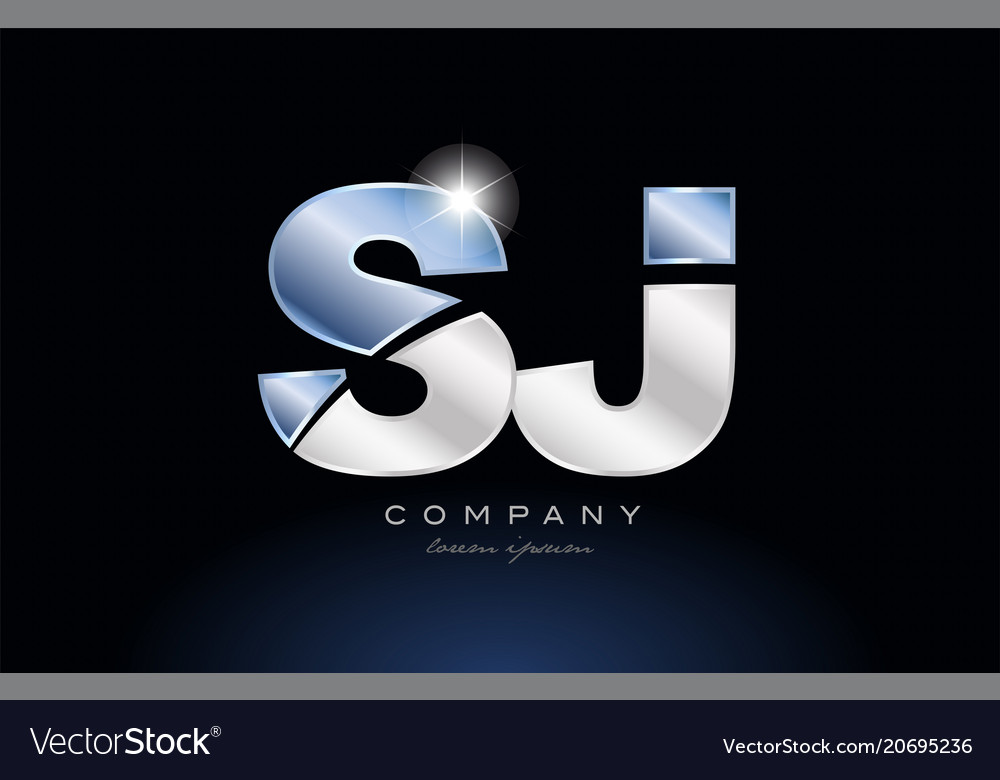 Metal blue alphabet letter sj s j logo company Vector Image