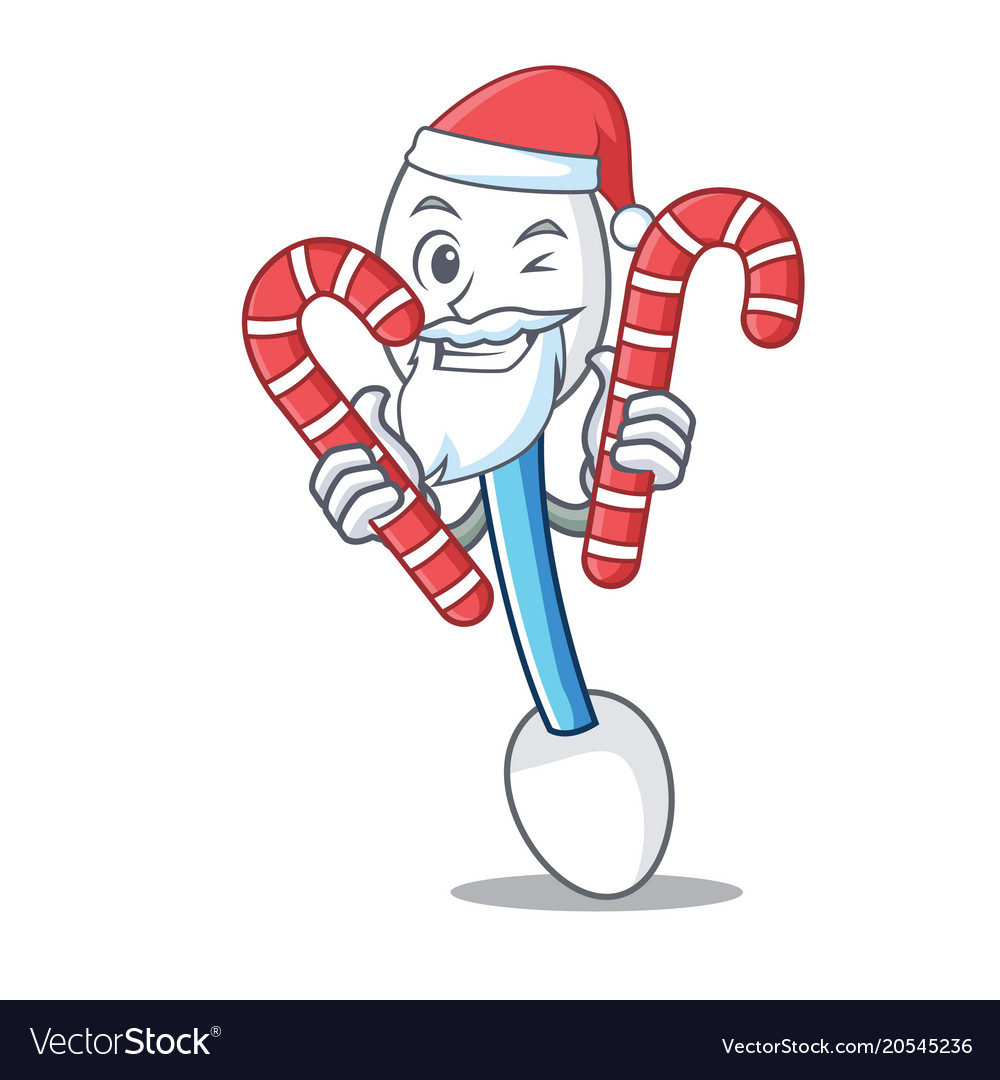 Santa with candy cotton swab mascot cartoon