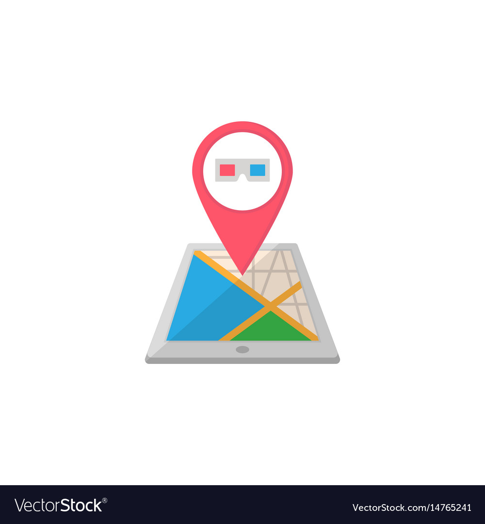 3d glasses map pointer flat icon mobile gps