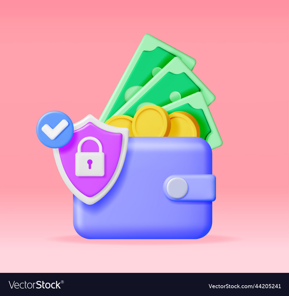 3D Wallet with Security Icons