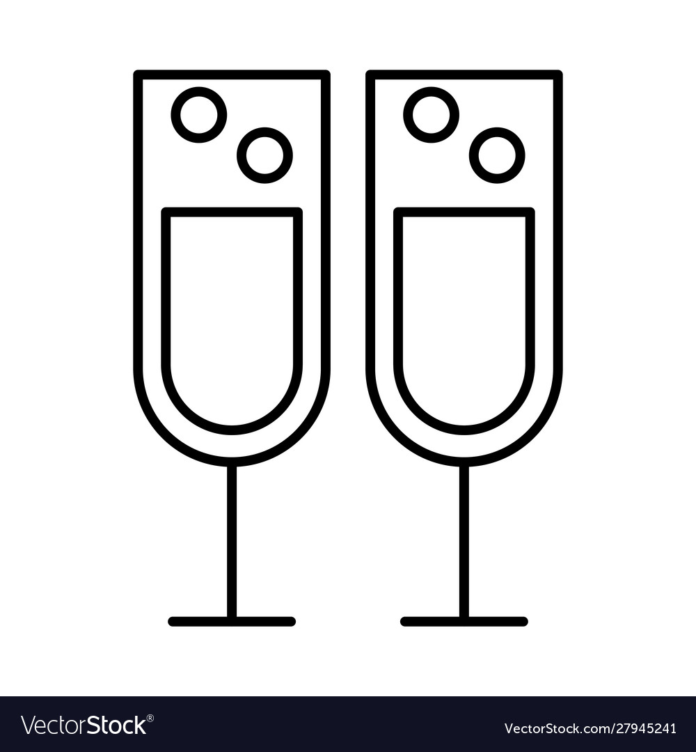 Champagne cups drink isolated icon