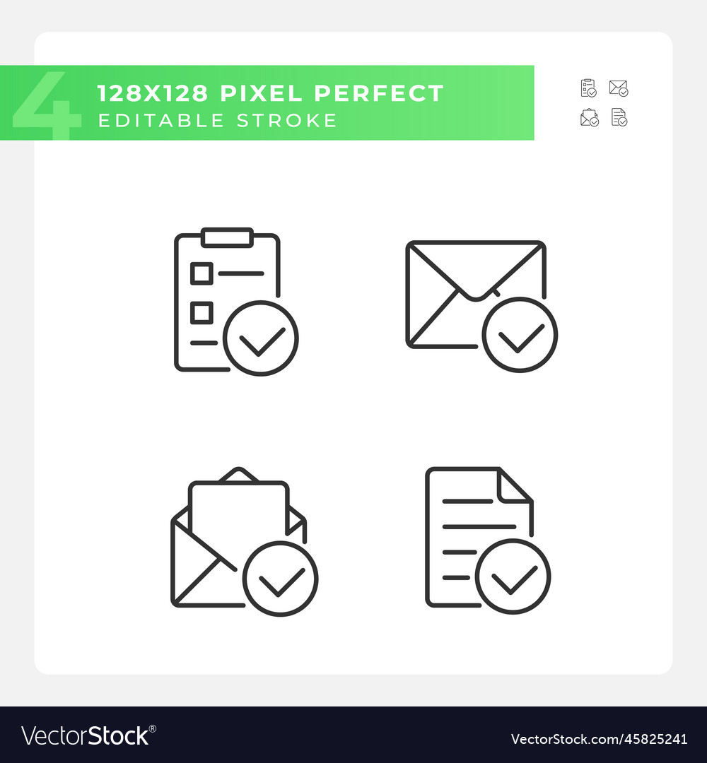 Documents with checkmarks pixel perfect linear