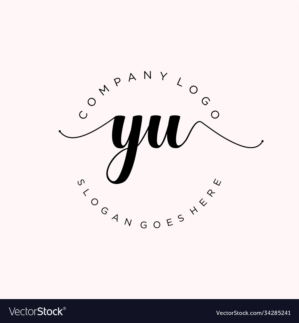 Initial yu handwriting logo with circle template