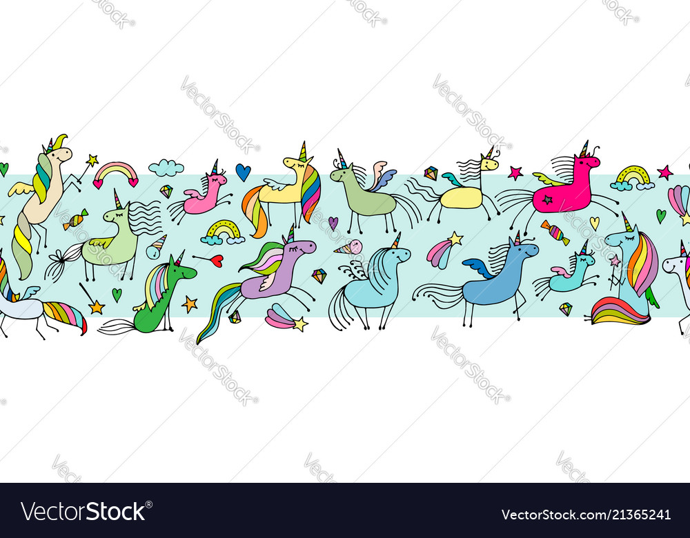Magic unicorns seamless pattern for your design vector image Magic unicorns seamless pattern for your design