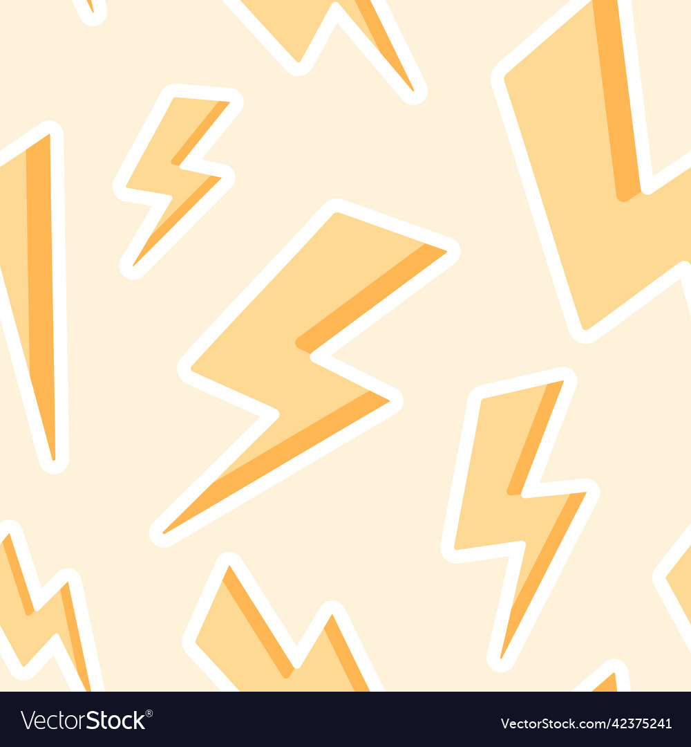 Seamless pattern with cartoon lightning bolts