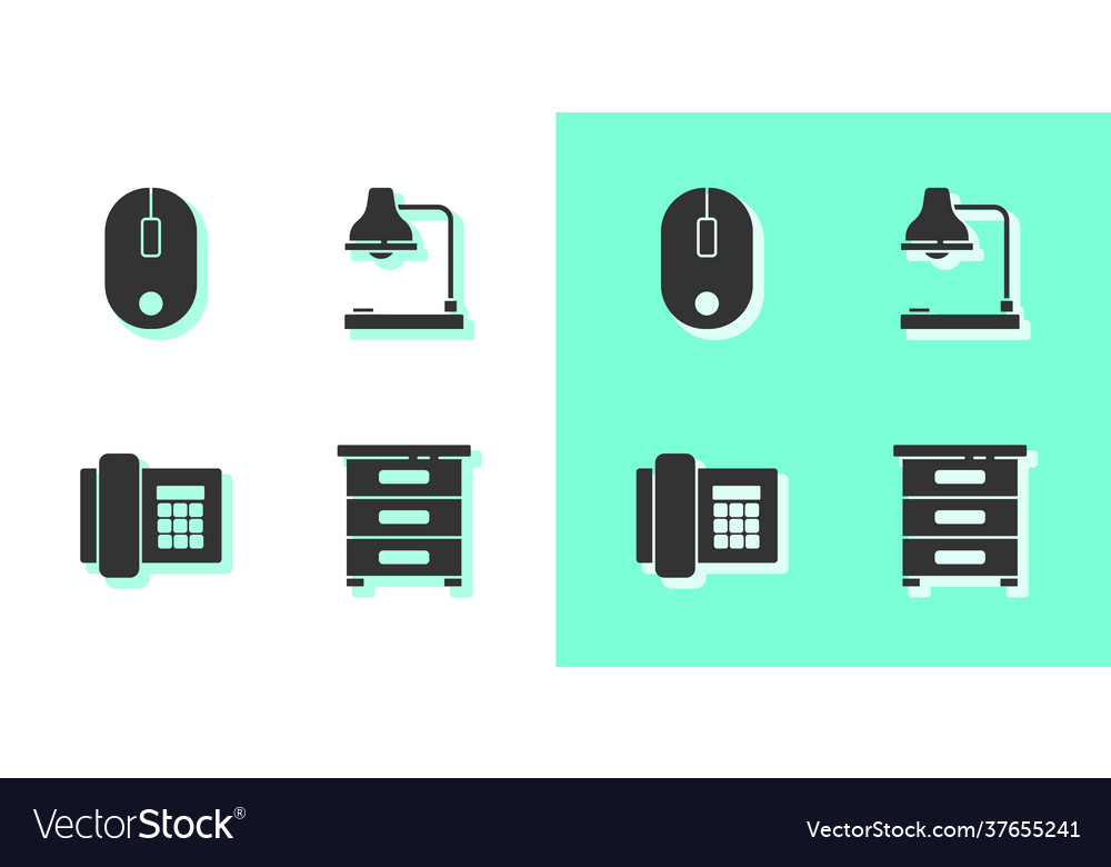 Set drawer with documents computer mouse vector image Set drawer with documents computer mouse