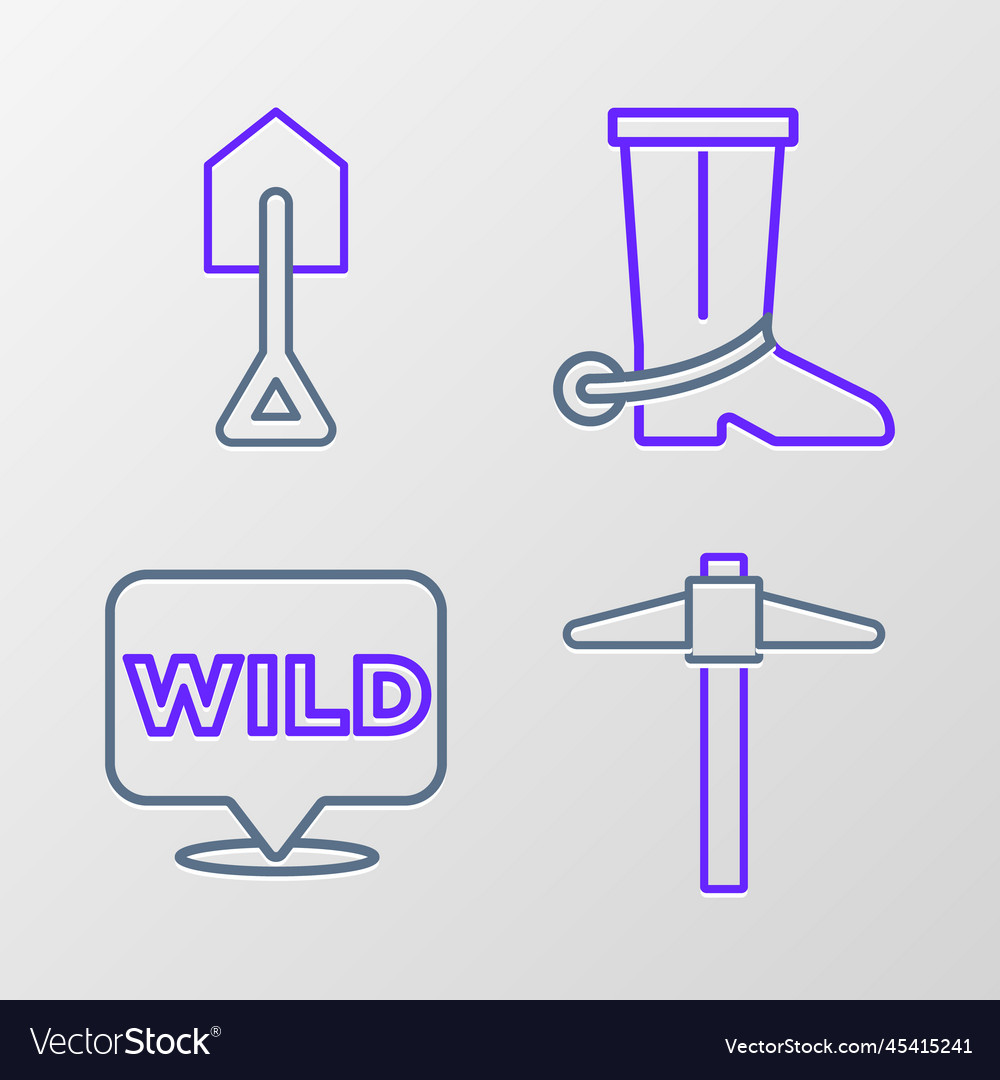 Set line pickaxe pointer to wild west cowboy vector image Set line pickaxe pointer to wild west cowboy