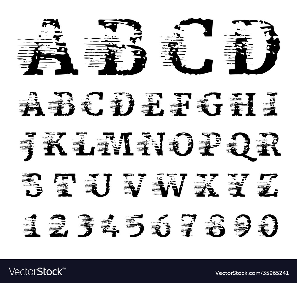 Smeared dynamic black letters and numbers isolated vector image Smeared dynamic black letters and numbers isolated