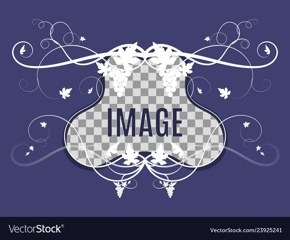 Template for photo with grape weaving vector image Template for photo with grape weaving