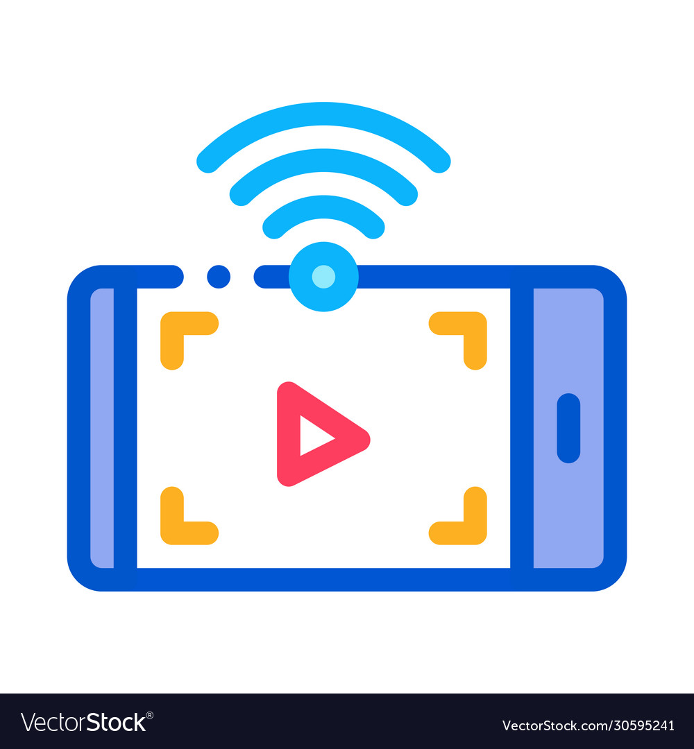 Watching video with wifi icon outline