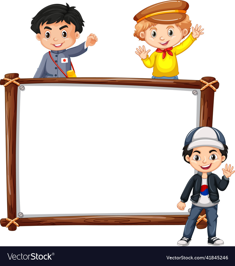 Board template with happy kids