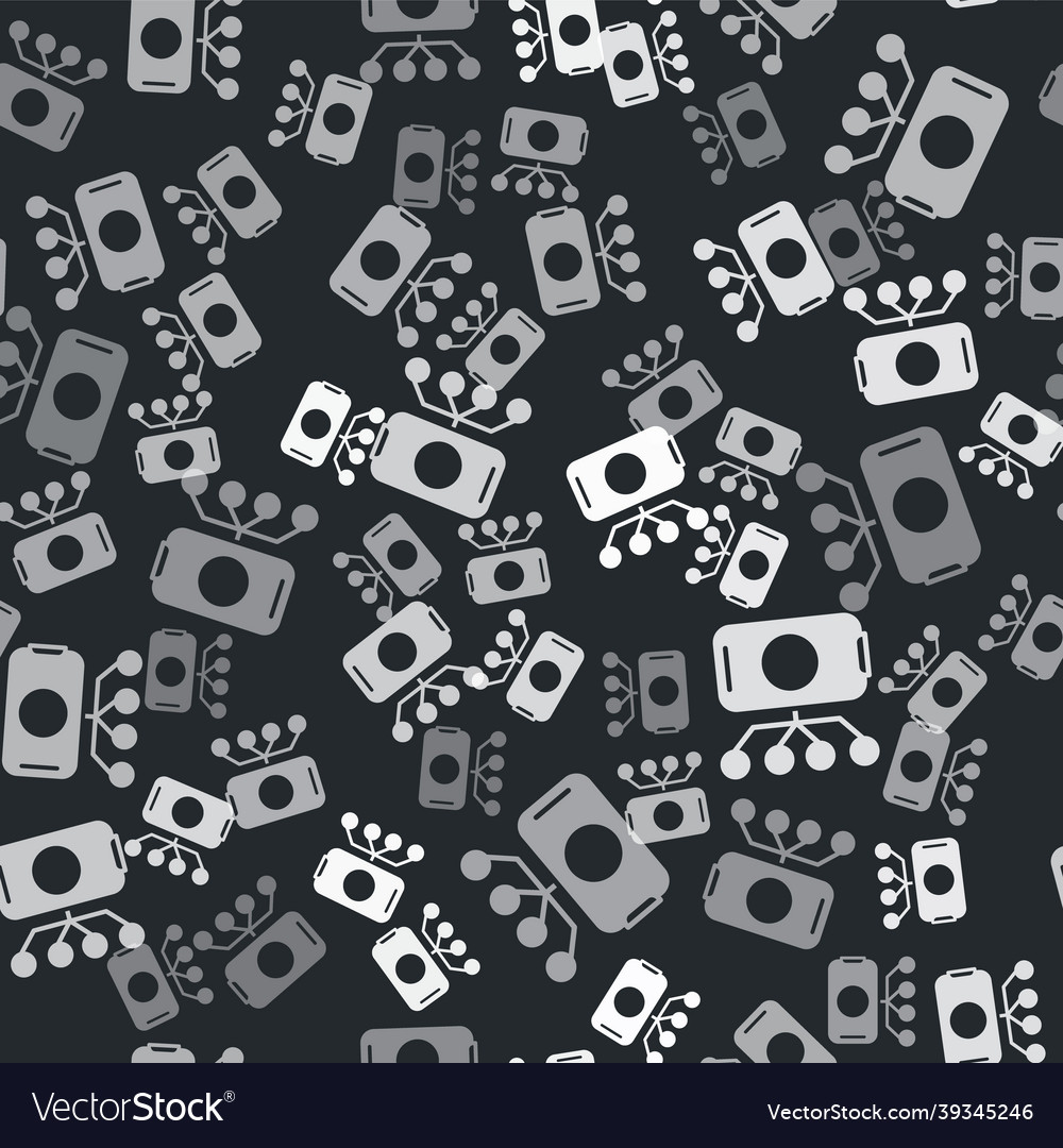 Grey neural network icon isolated seamless pattern vector image Grey neural network icon isolated seamless pattern
