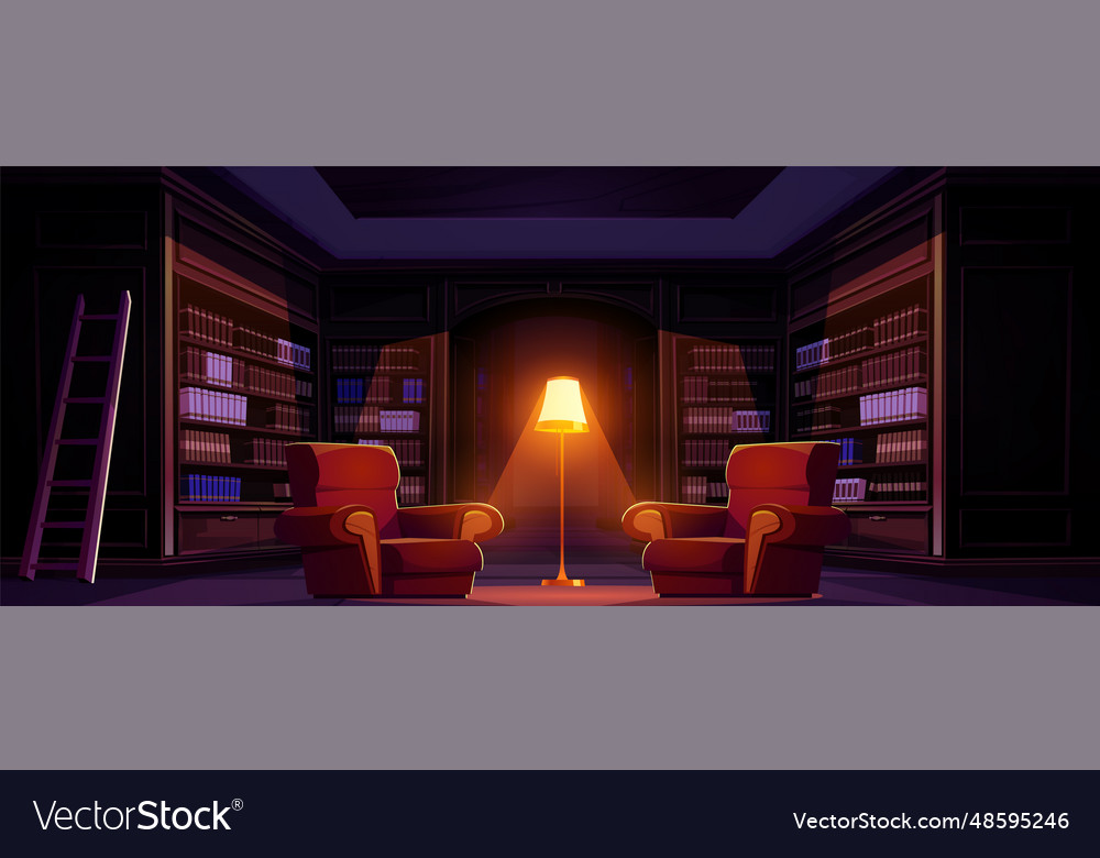 Library room with book interior cartoon background