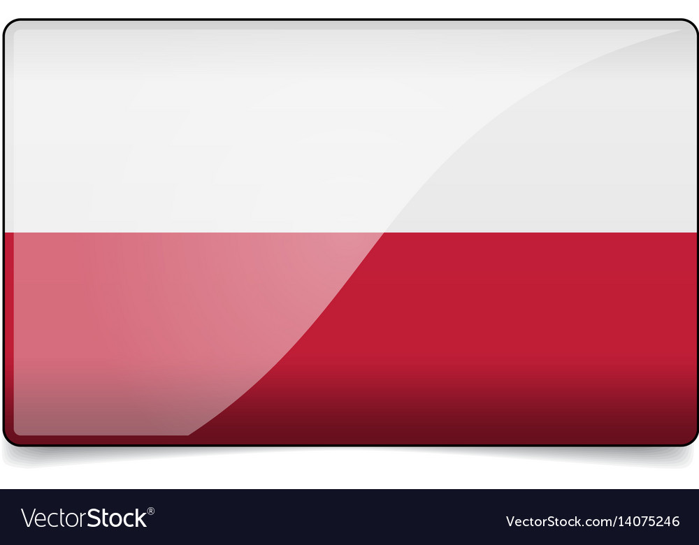 Poland flag button with reflection and shadow