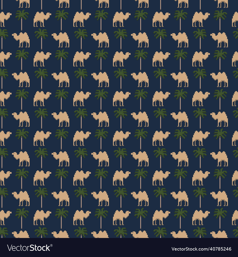 Seamless pattern pixel art camel
