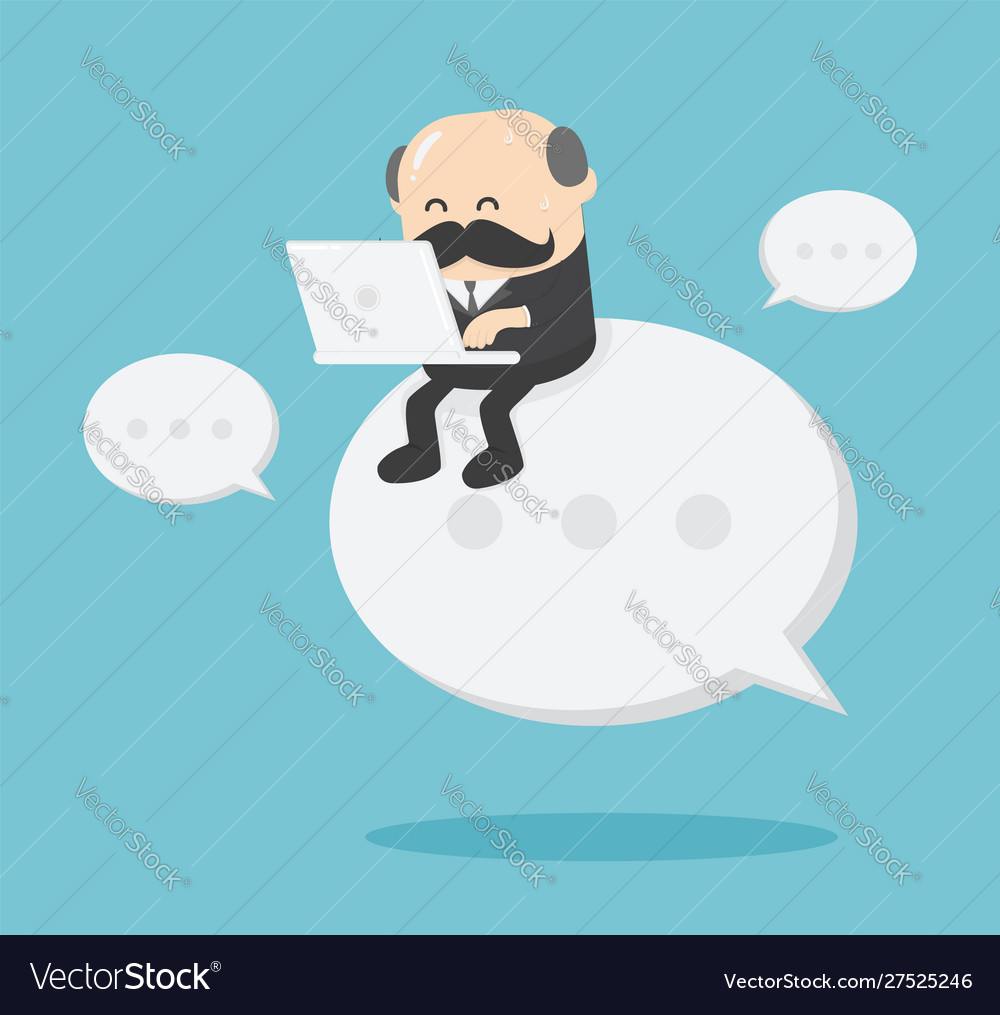 Senior business man sitting on a working text