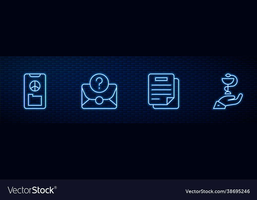 Set line document peace envelope with question vector image Set line document peace envelope with question