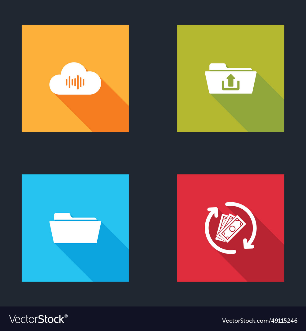 Set music streaming service folder upload vector image Set music streaming service folder upload