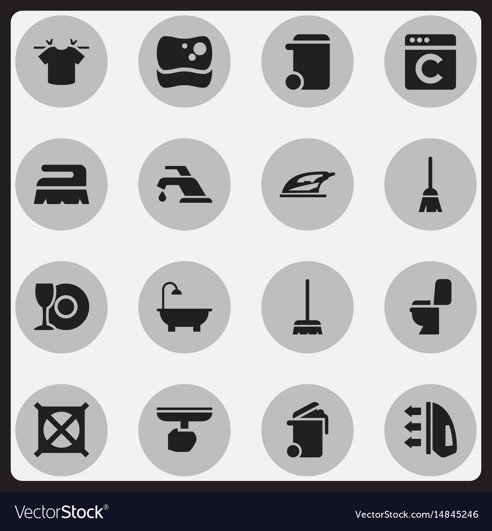 Set of 16 editable cleanup icons includes symbols