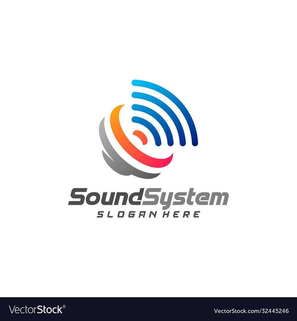Sound system logo design template Royalty Free Vector Image