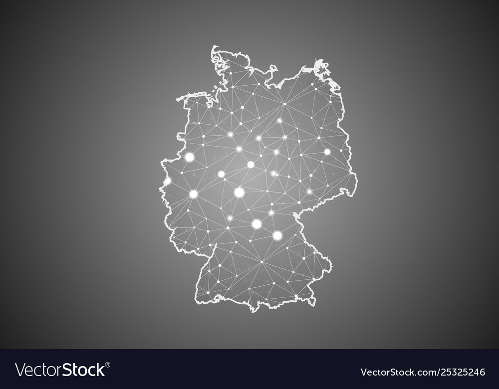 Wireframe mesh polygonal germany map abstract vector image Wireframe mesh polygonal germany map abstract