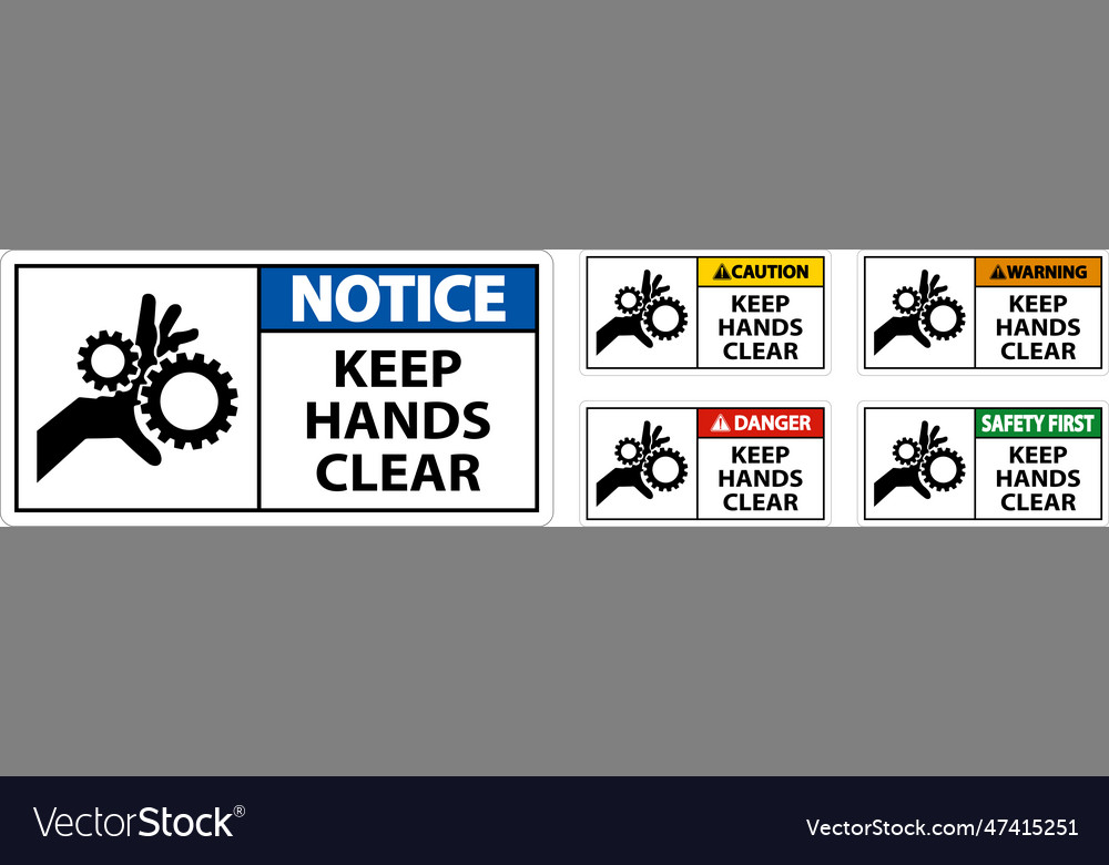 Caution keep hands clear on white background