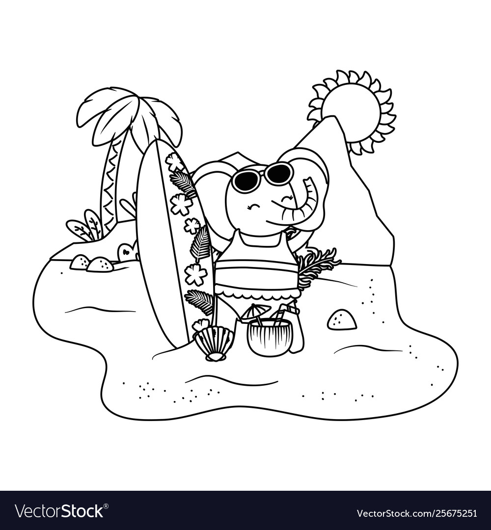 Cute animal enjoying summer vacations Royalty Free Vector