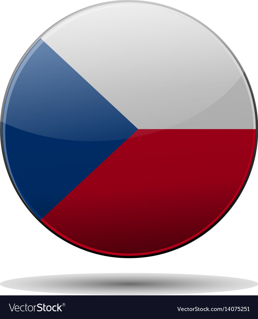 Czech republic flag button with reflection