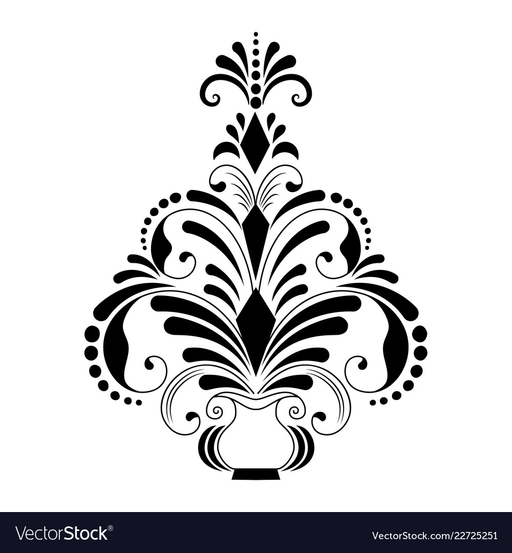 Damask element isolated central vector image Damask element isolated central