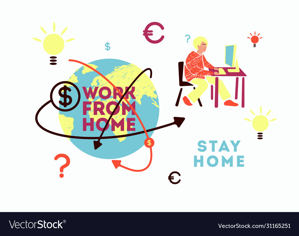 Freelance Work From Home World Online Business Vector Image