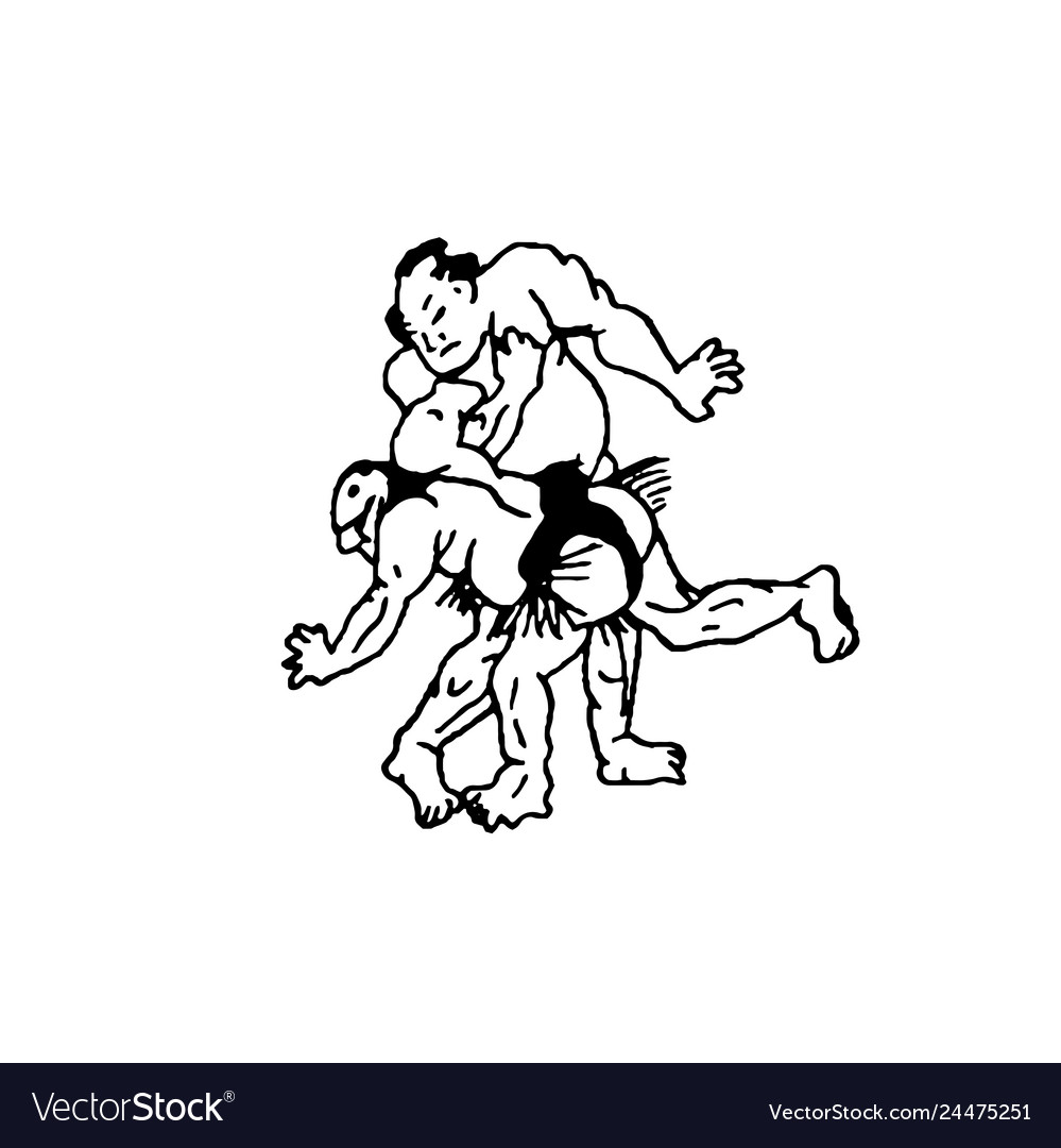 Hand drawn of sumo man wrestlers Royalty Free Vector Image