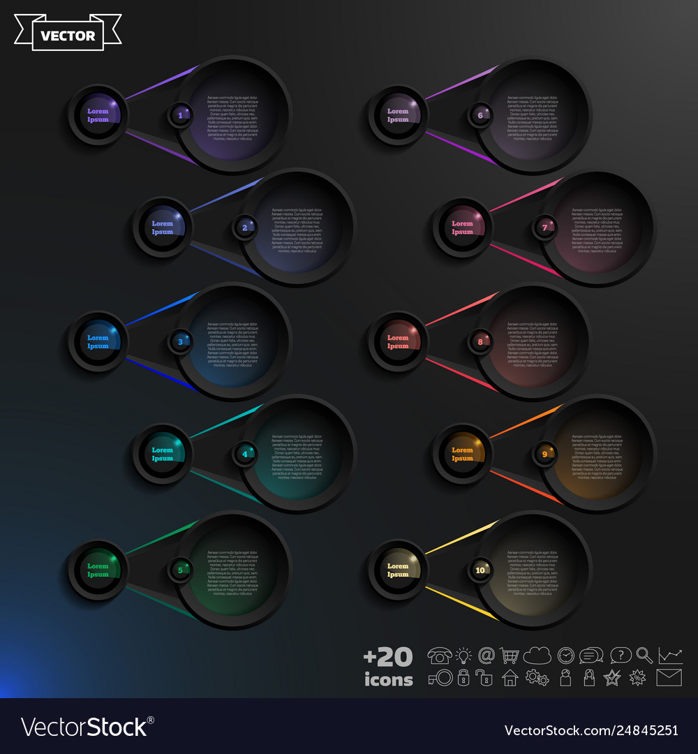 Infographic design list with colorful circles