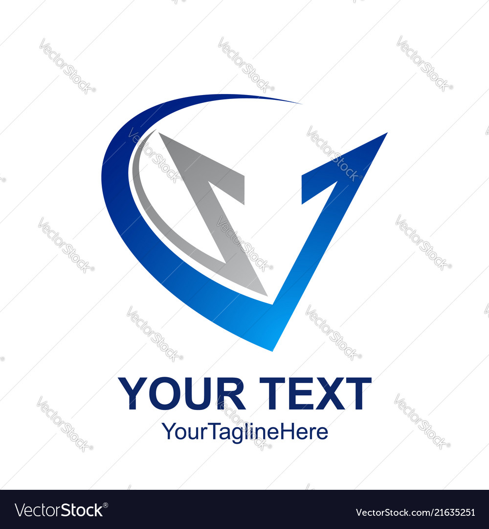 Initial letter v logo template colored blue Vector Image