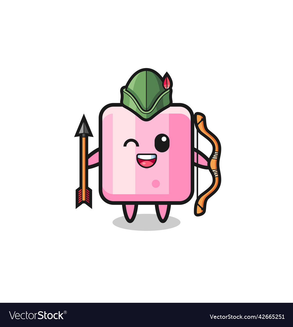 Marshmallow cartoon as medieval archer mascot