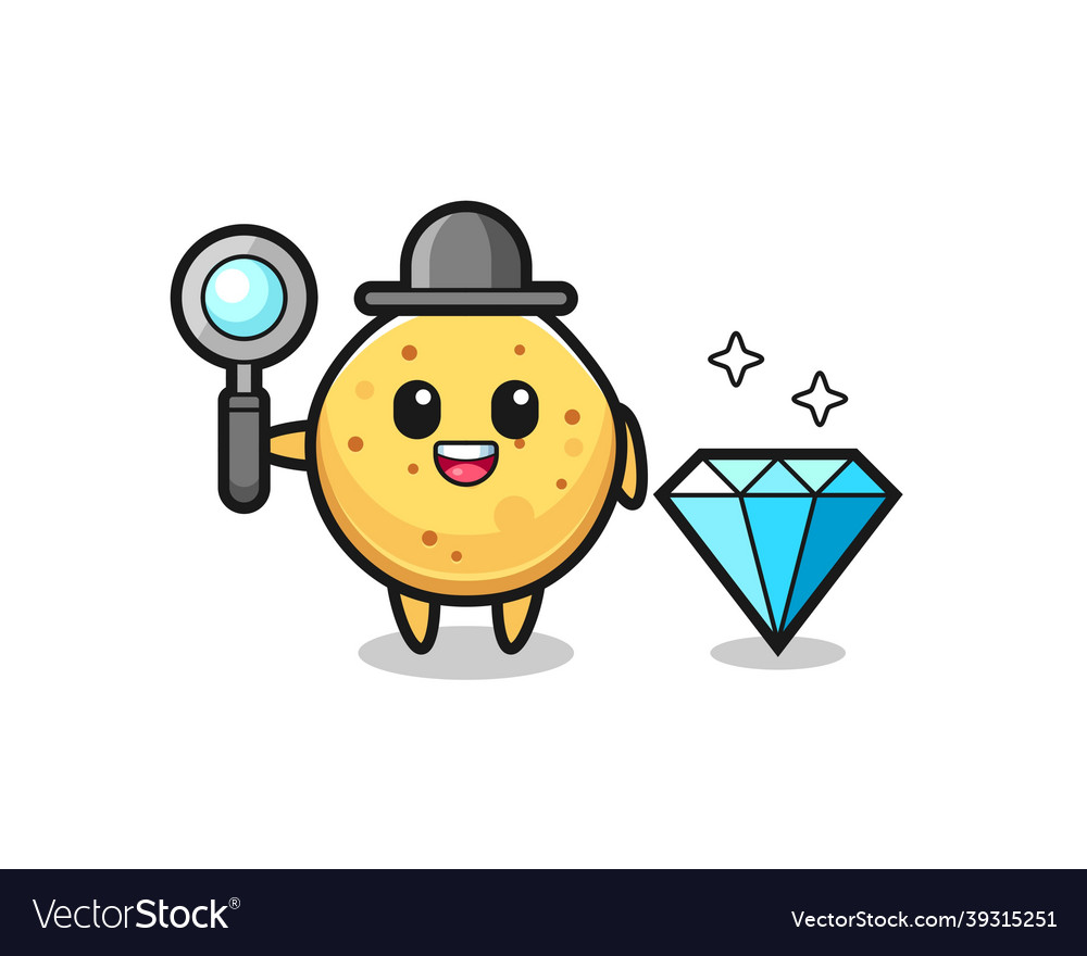 Potato chip character with a diamond Royalty Free Vector
