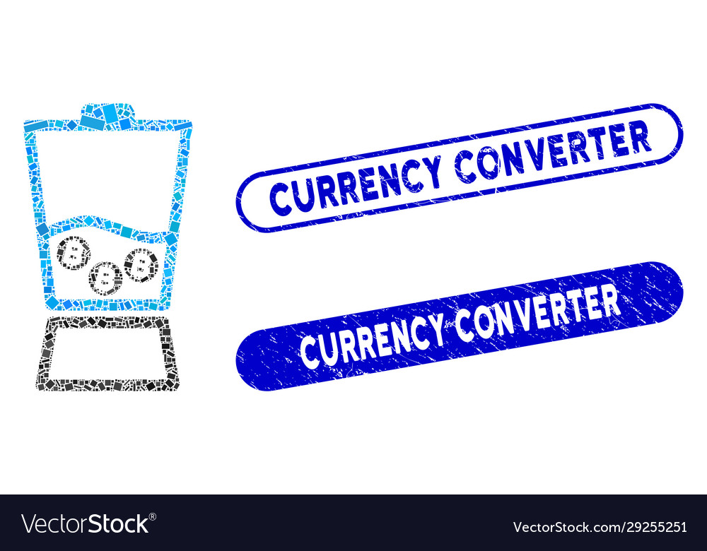 Rectangle mosaic bitcoin blender with distress vector image Rectangle mosaic bitcoin blender with distress