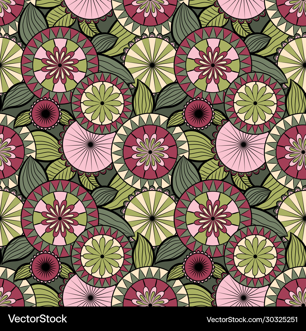 Seamless pattern with different flowers Royalty Free Vector