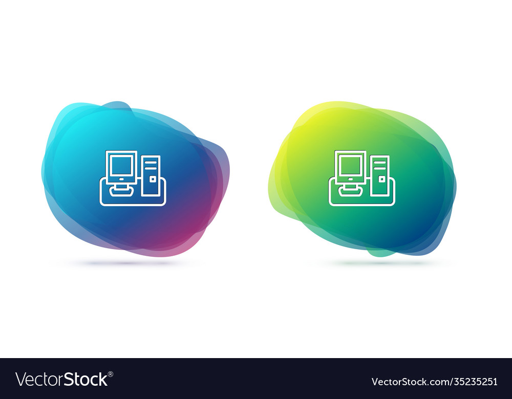 Set line computer monitor with keyboard and mouse vector image Set line computer monitor with keyboard and mouse