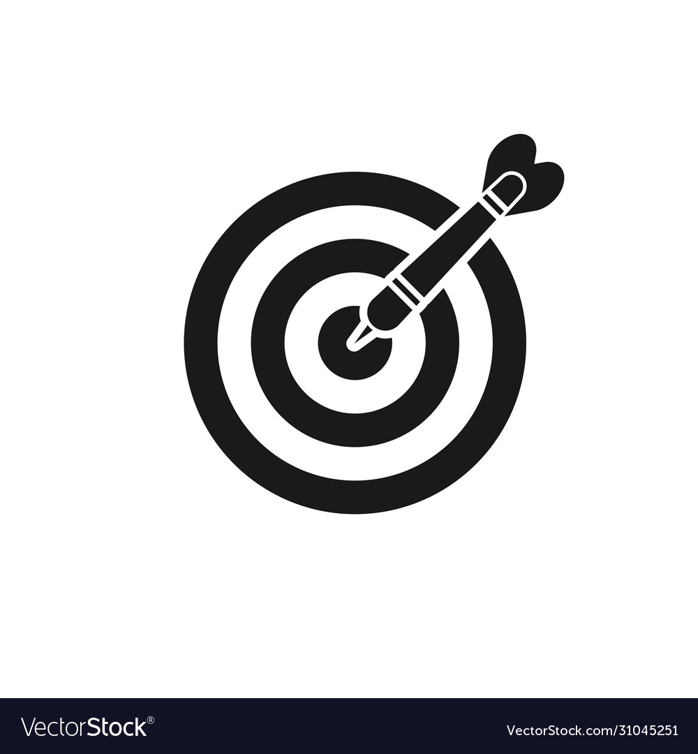 Target with dart isolated icon on white background vector image Target with dart isolated icon on white background