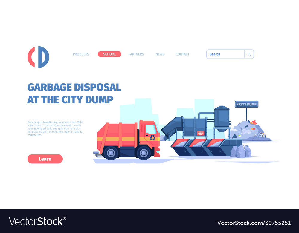 Waste recycling landing industry cleaning from vector image Waste recycling landing industry cleaning from