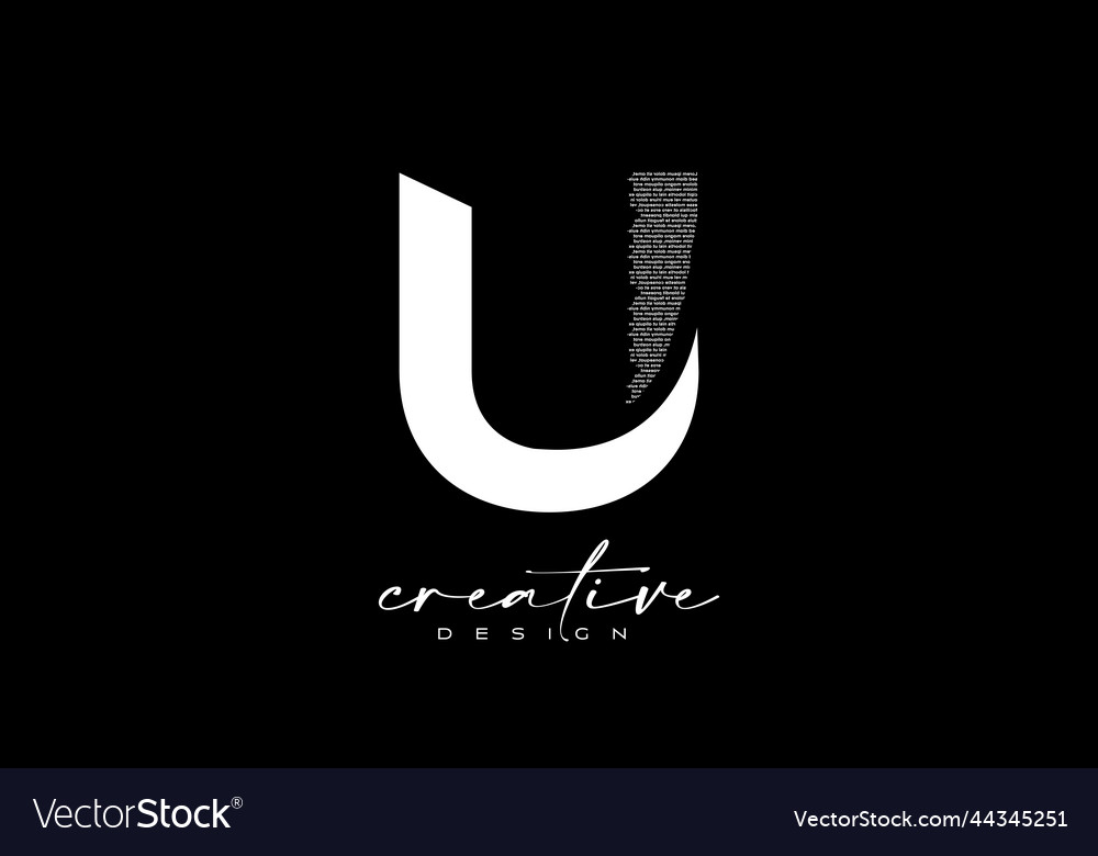 White u letter logo design with creative