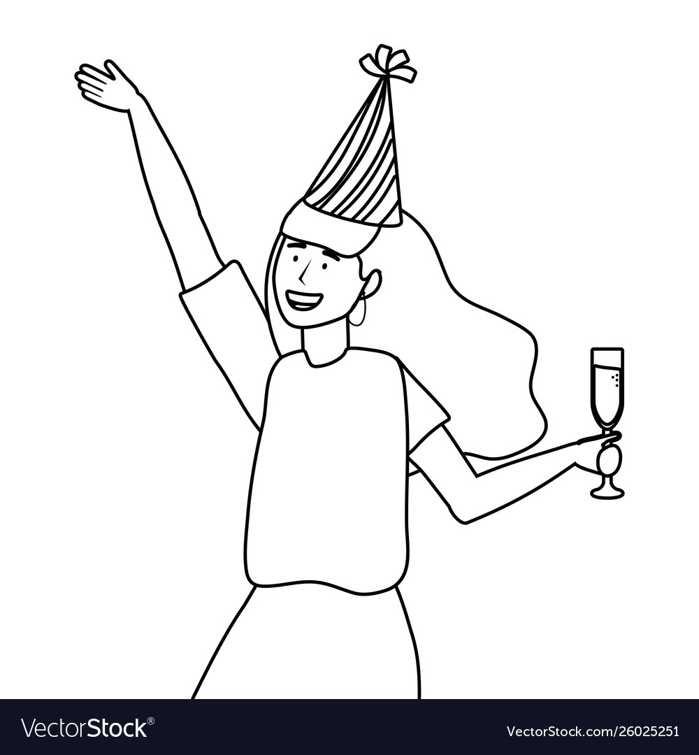 Woman cartoon with party hat design