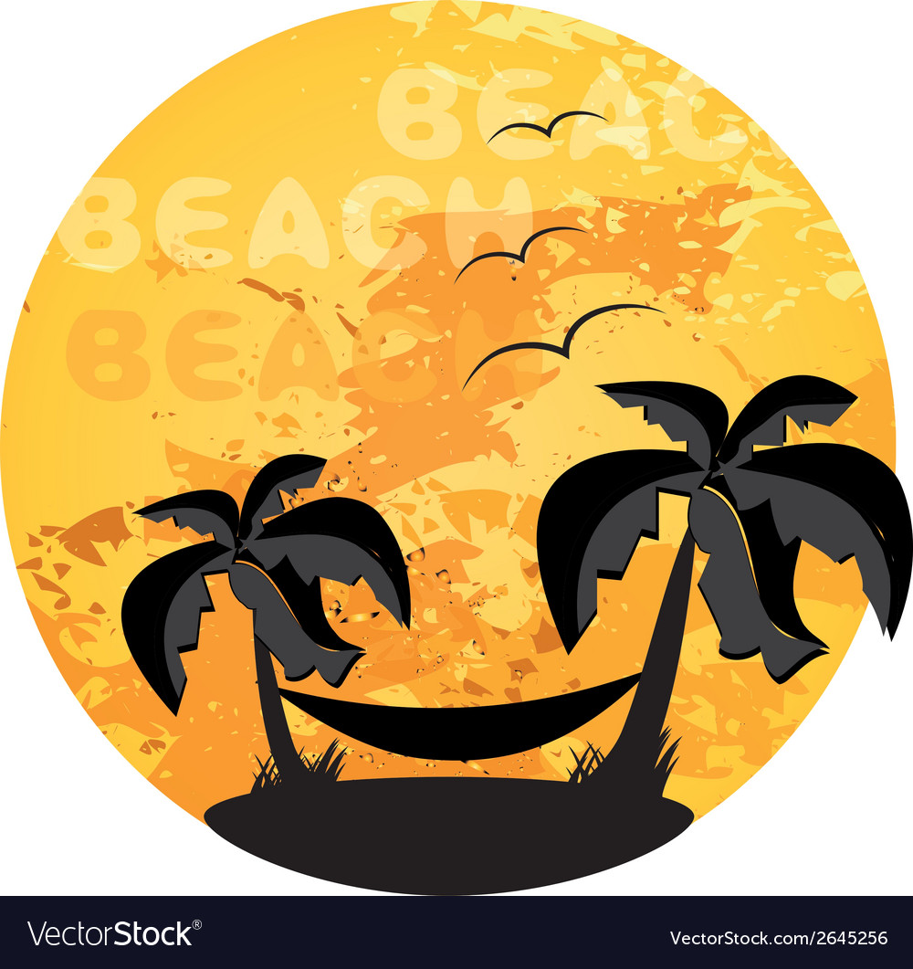 A yellow icon with some silhouettes for summer