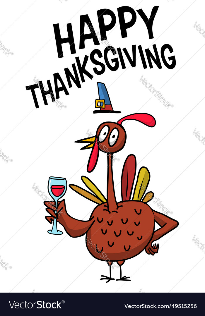 Cartoon happy cute thanksgiving turkey bird Vector Image