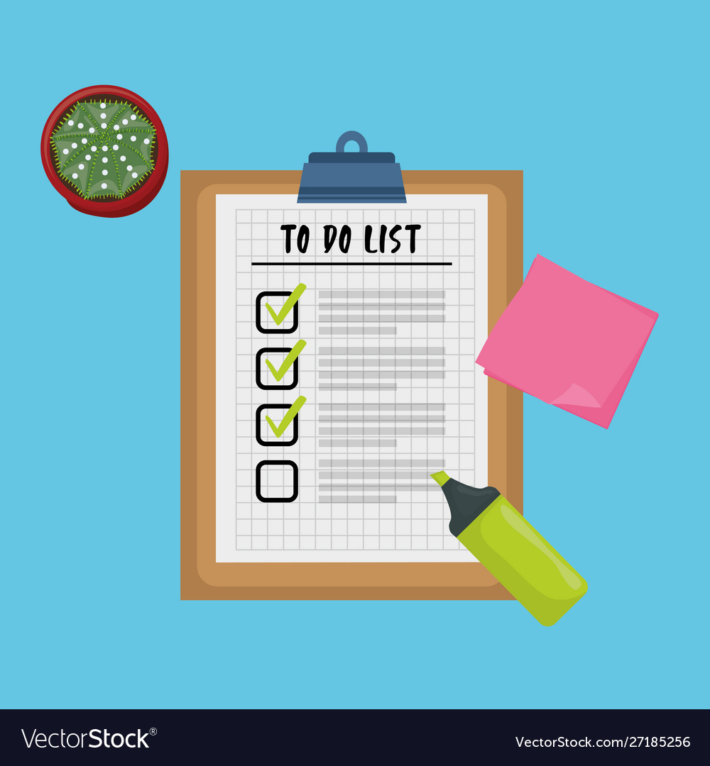 Checklist clipboard with supplies Royalty Free Vector Image